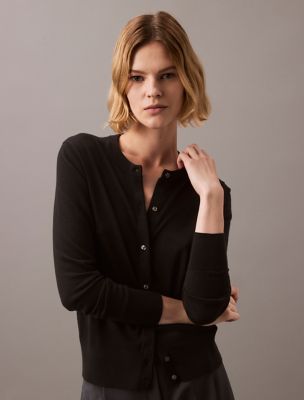 Tech Merino Slim Fit Cardigan, Black Beauty
