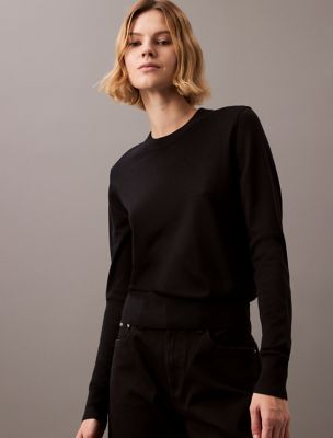 Tech Merino Crewneck Sweater, Black Beauty