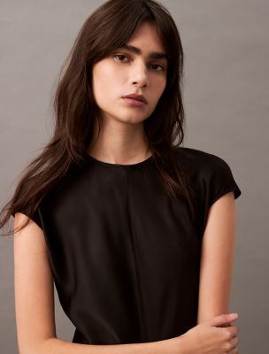 Viscose Satin Classic T-Shirt, Black Beauty