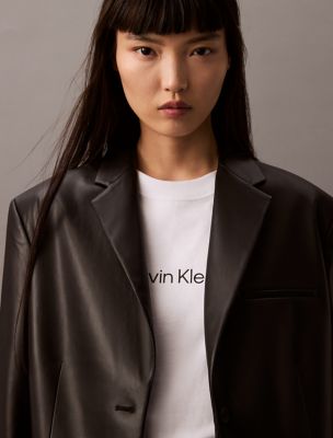 Slim Leather Blazer, Black Beauty