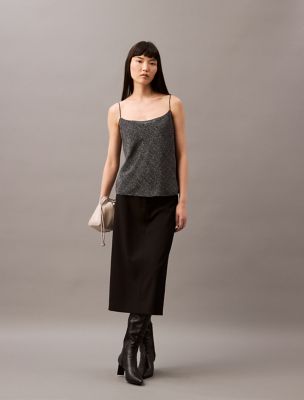 Chiffon Printed Relaxed Camisole, Black Beauty