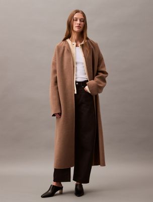 Cashmere Wool Blend Wrap Coat, Spiced Plum Melange