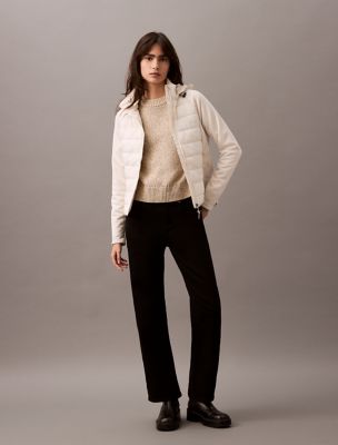 Mixed Media Puffer Jacket, Chalk