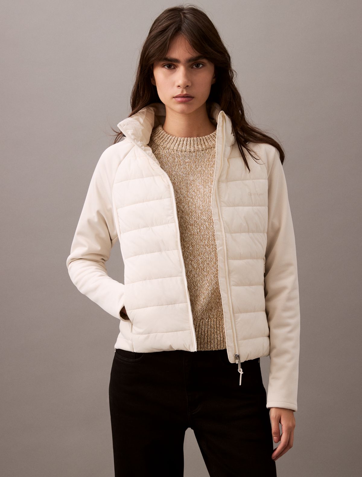 Mixed Media Puffer Jacket