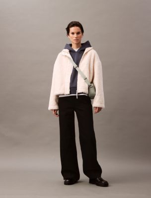 ★ ★ [CK ACC] Women's Black White CKJ Sherpa Sad Broken Promises On My Own Black & White Checkered Sherpa