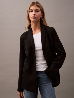 Tailored Rayon Blazer, Black Anchroma