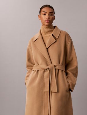 Double Faced Wool Blend Wrap Coat - thumbnail 4