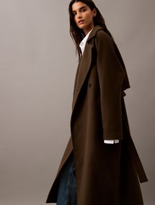 Long Wool Cashmere Blend Trench Coat