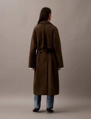 Long Wool Cashmere Blend Trench Coat