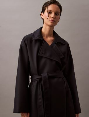 Long Wool Twill Blend Trench Coat | Calvin Klein® USA
