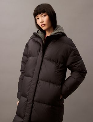 Long Down Puffer Jacket, Black Beauty