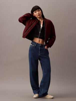 Filled Nylon Bomber Jacket, Cherrywood