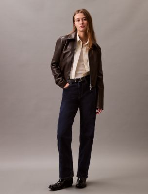 Faux Leather Zip Biker Jacket, Mulch