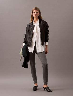 Solid Ponte Skinny Pants, Medium Grey Melange