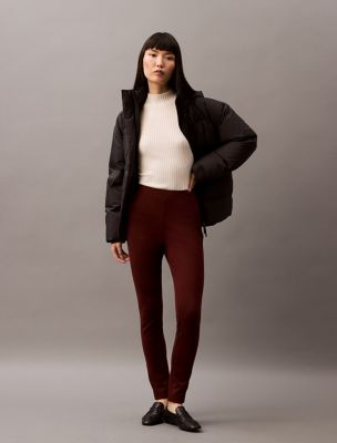 Pantalon moulant uni en tricot à point, racine rouillée