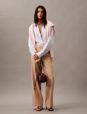 Wool Gabardine Blend Flared Pants, Amphora