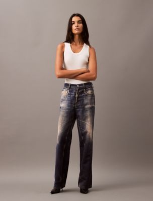 Denim Print Tailored Trouser, Vintage Indigo Denim Print