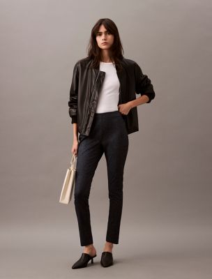Ponte Herringbone Print Skinny Fit Pants, Vulcan Herringbone