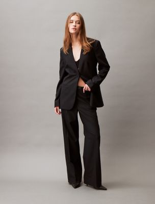 Refined Stretch Wide Leg Trouser, Black Beauty