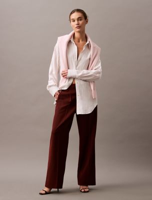 Soft Crepe Pleated Trouser, Rusted Root