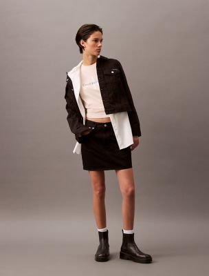 Denim Mini Skirt, Classic Black