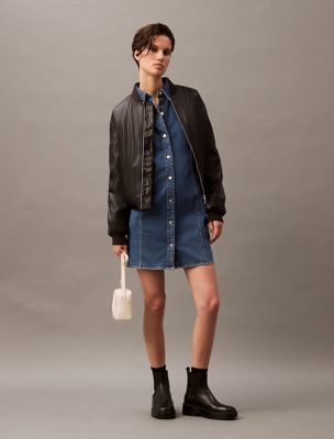 Sculpt Button-Down Shirt Dress, Pacifico