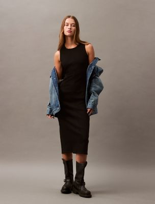 Sculpt Midi Denim Dress, Echo Black