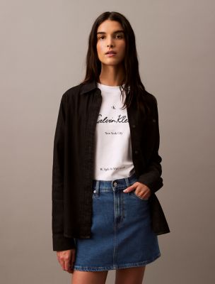 Classic Denim Button-Down Shirt, Echo Black