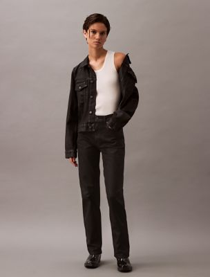 Coated High Rise Straight Fit Jeans, Snakeskin