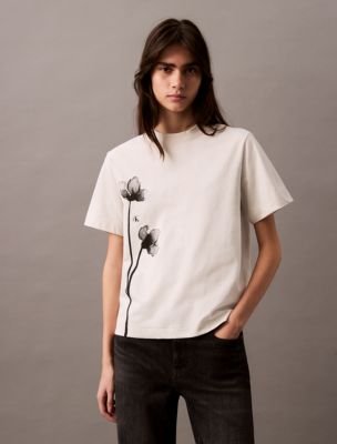 Floral Graphic Boxy T-Shirt, Chalk