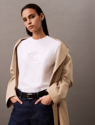 Embossed Monogram Logo Boxy T-Shirt, White