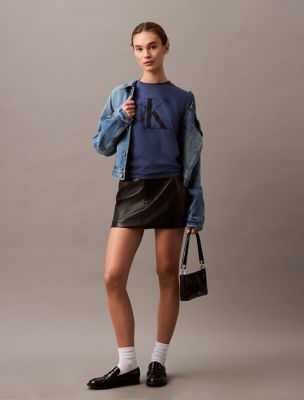 Monogram Logo Boxy T-Shirt, Dark Denim