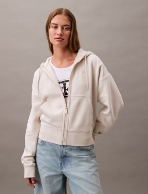 Archive Logo Fleece Zip Hoodie, Vanilla Heather