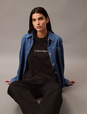 Женские футболки Calvin Klein Standard Logo Boxy Fit Crewneck T-Shirt — фото 4