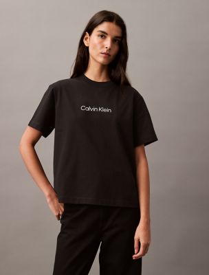 Standard Logo Boxy Fit Crewneck T-Shirt, Black Beauty