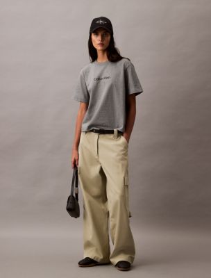Standard Logo Boxy Fit Crewneck T-Shirt, Medium Grey Heather