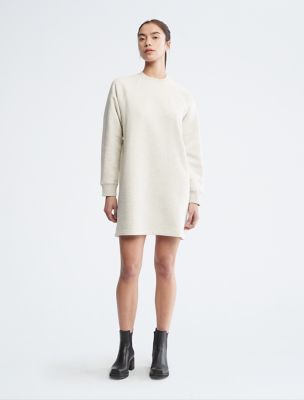 Archive Logo Fleece Sweatshirt Dress, Vanilla Heather