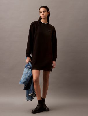 Archive Logo Fleece Sweatshirt Dress, Black Beauty