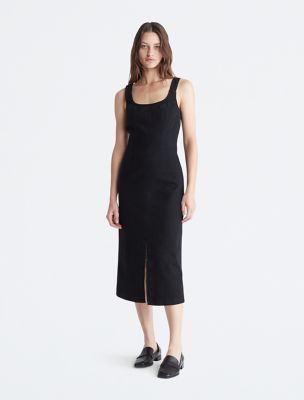 Sculpt Midi Denim Dress, Black