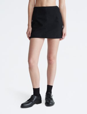 Sculpt Black Denim Mini Skirt, Velvet Fade Moss Black
