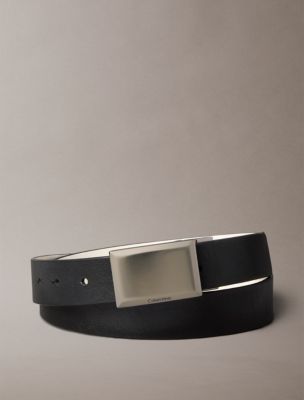 Calvin klein hotsell leather plaque belt