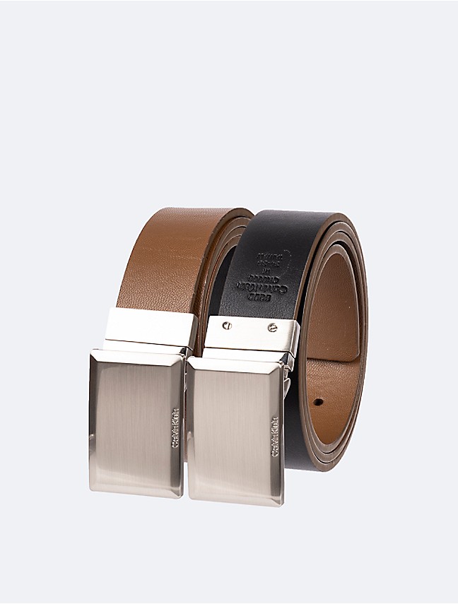 Calvin Klein Men's Reversible Leather Belt-Bordered-Black/Brown Genuine-36