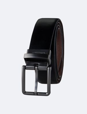 Reversible Saffiano Leather Dress Belt, Black
