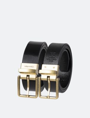 Calvin Klein Men's Saffiano Leather Reversible Belt - Black - M