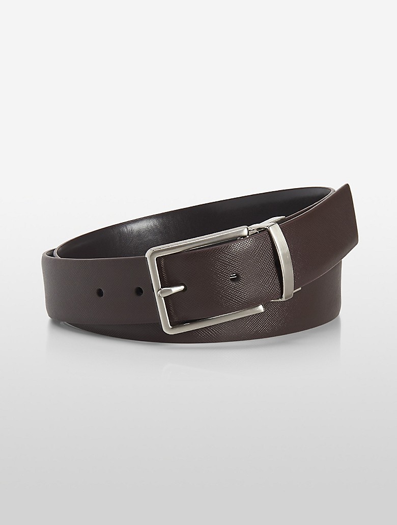 calvin klein mens reversible ck logo saffiano leather belt | eBay