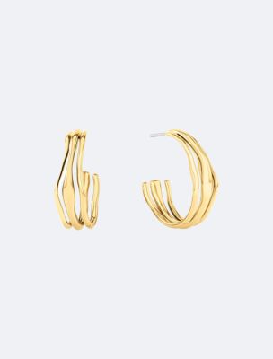 Sculptural Fluid Shape Hoop Earrings Calvin Klein