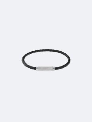 Thin Braided Leather Bracelet, Black