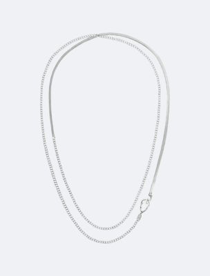Dual Chain Necklace, Silver