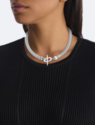 Bold Snake Chain Necklace, Silver