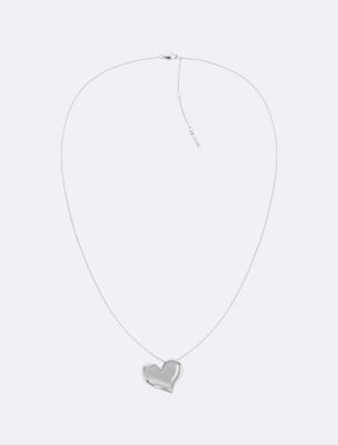 Minimal Heart Pendant Necklace, Silver